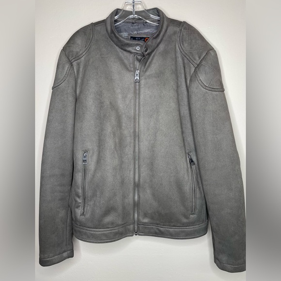Guess Moto Brushed Faux Suede Green Jacket Size Large - Picture 1 of 10